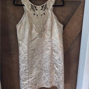 Lilly Pulitzer Gold and Cream Cocktail Dress